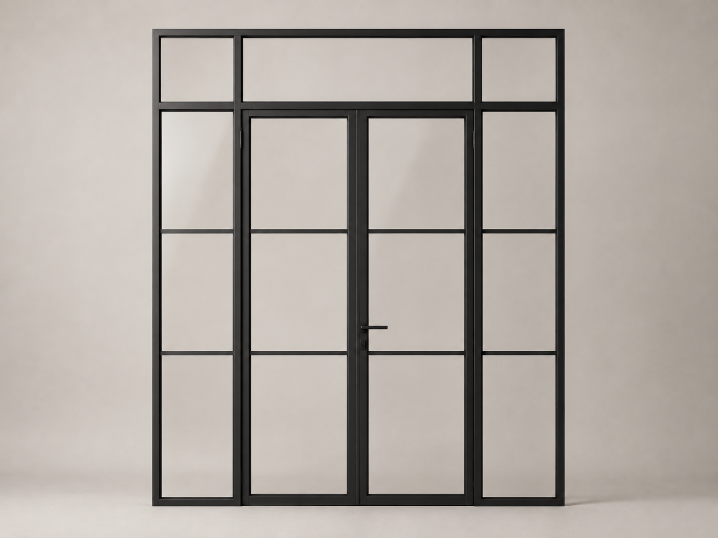 Verrière en métal noir sur mesure, métallerie et verre fabriqués en Turquie